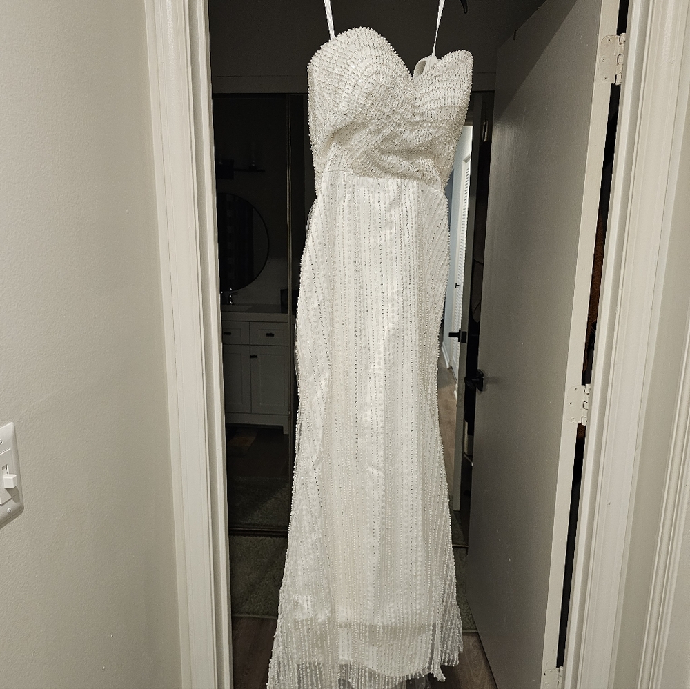Elegant White Beaded Gown